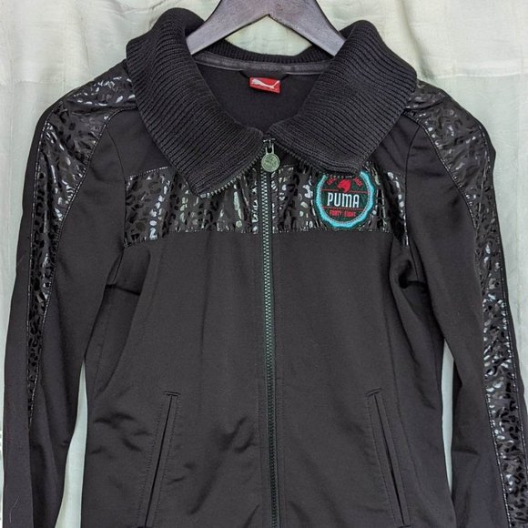 Puma since 48 women's jacket with leopard print detailing - Size XS - black - Picture 1 of 7